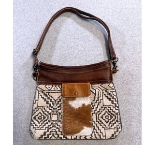 Myra Bag Western Boho Cowhide Leather Crossbody Aztec Shoulder Bag Phone Pocket